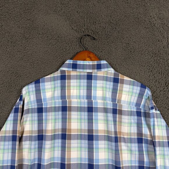 Peter Millar Shirt Mens XXL Blue Plaid Crown Sport Lightweight Stretch Button Up - Picture 10 of 14